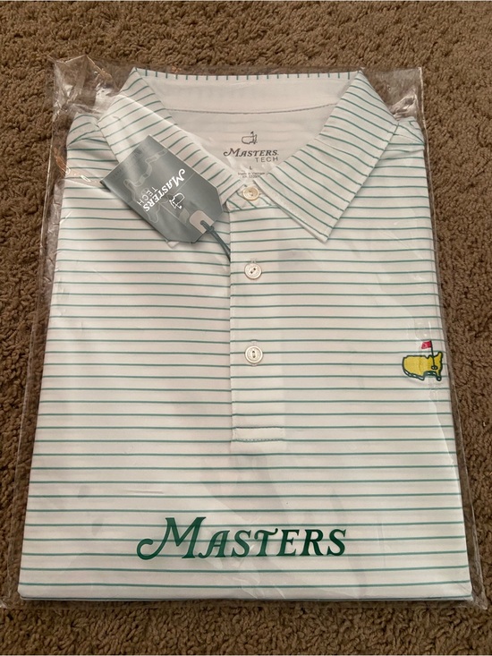 Masters Other - Official Masters Tech Men's White & Green Striped Polo Shirt Sz L - 2026